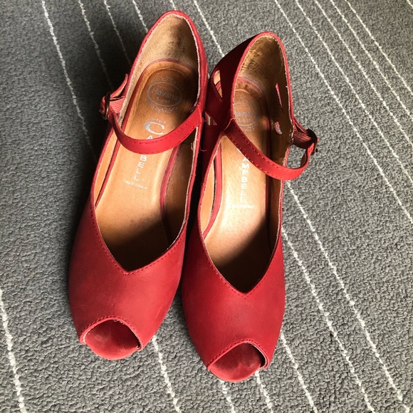 Jeffrey Campbell Shoes - Jeffrey Campbell Peep Toe Red Wedge